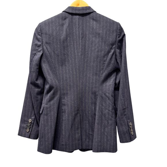 Boss Hugo Boss Blazer Womens US 2 Navy Blue Wool Angora Jacket + Pockets Classic - Picture 3 of 8